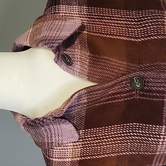 For The Republic Plaid Cropped Button Up Lightweight Soft Jacket Shacket Size M - Picture 5 of 8